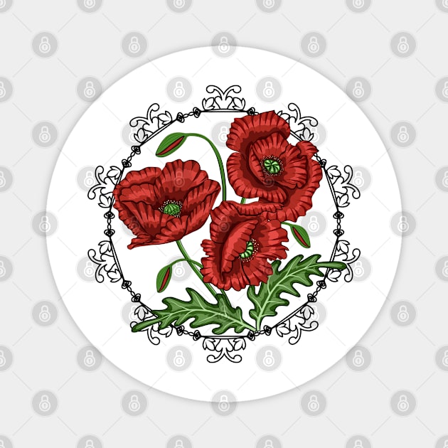 Poppies Flowers Magnet by Designoholic